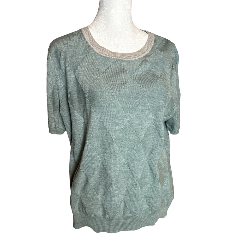 Brooks Brothers 100% Fine Italian Merino Wool Sweater, Argyle, Green/Gray XL,